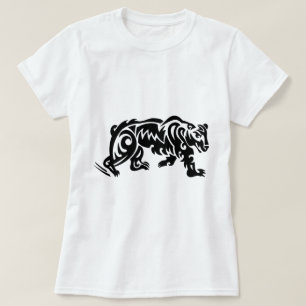 T-shirt Conceptions de tatouage d'ours noir blanc