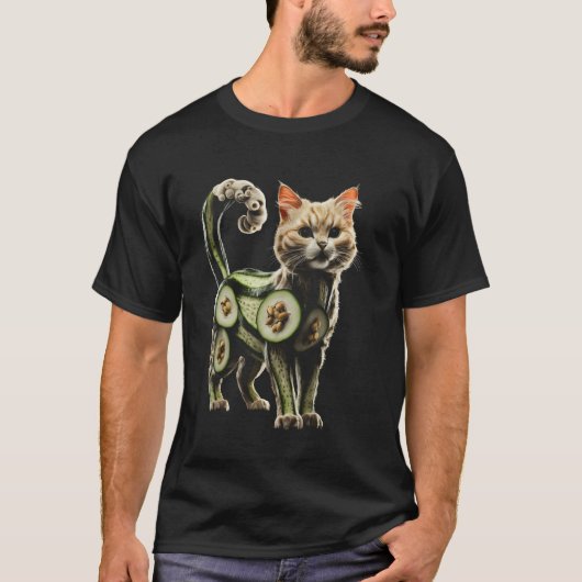 T-shirt Concombre de chat drôle conception amateur de chat (Devant)