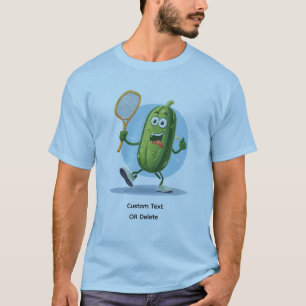 T-shirt Concombre Drôle Jouant au Pickleball Texte Personn