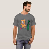 T-shirt Concombre effrayant les chats - chat contre (Devant entier)