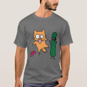 T-shirt Concombre effrayant les chats - chat contre (Devant)