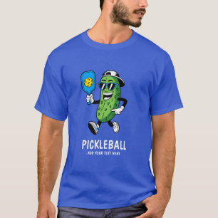 T-shirt Concombre Personnalisé Mignon Jouant au Pickleball