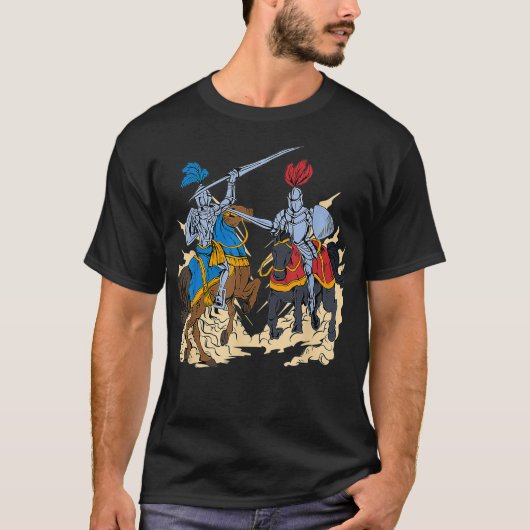 T-shirt Concours médiéval sur les chevaux jouant1 (Devant)