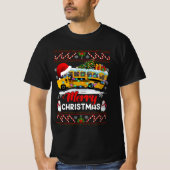 T-shirt Conducteur de bus scolaire Joyeux feux de Noël Noë (Devant)