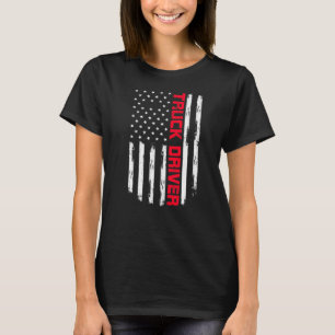 T-shirt Conducteur de camion américain Drapeau 18 Wheeler