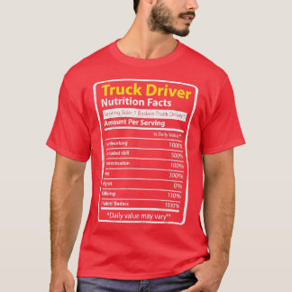 T-shirt Conducteur de camion Données nutritionnelles Truck