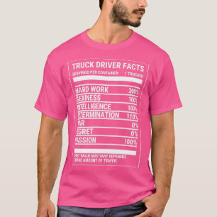 T-shirt Conducteur de camion Faits nutritionnels Camion T