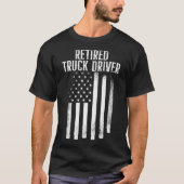T-shirt Conducteur de camion retraité US Drapeau Trucker R (Devant)