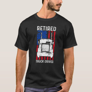 T-shirt Conducteur de camion retraité US Drapeau Trucker R