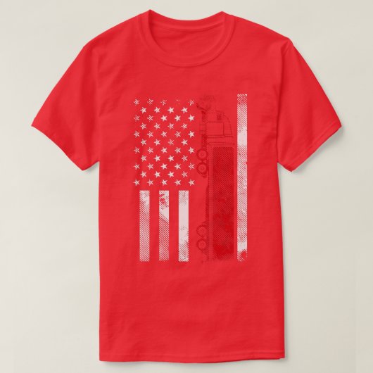 T-shirt Conducteur de semi-remorque US American Flag 18 Wh (Design devant)