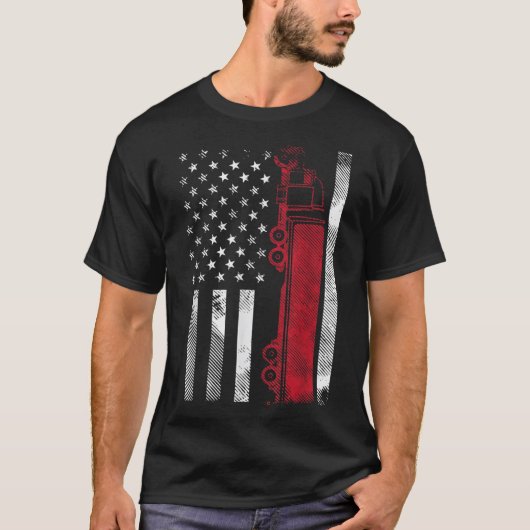 T-shirt Conducteur de semi-remorque US American Flag 18 Wh (Devant)