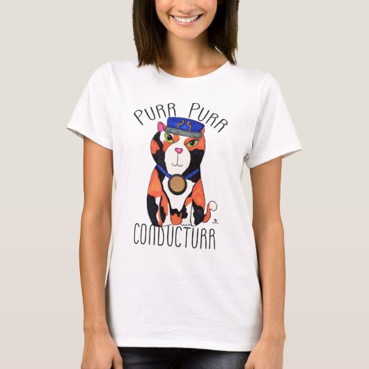 T-shirt Conducteur de train de chats Purr Fun Calico (Devant)
