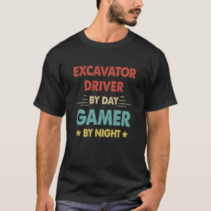 T-shirt Conducteur Excavateur Rétro Par Jeu De Jour Par Nu