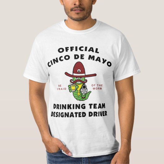 T-shirt Conducteur indiqué potable d'équipe de Cinco De (Devant)