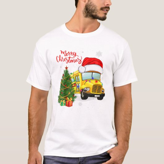 T-shirt Conducteurs de bus scolaire Santa Hat (Devant)