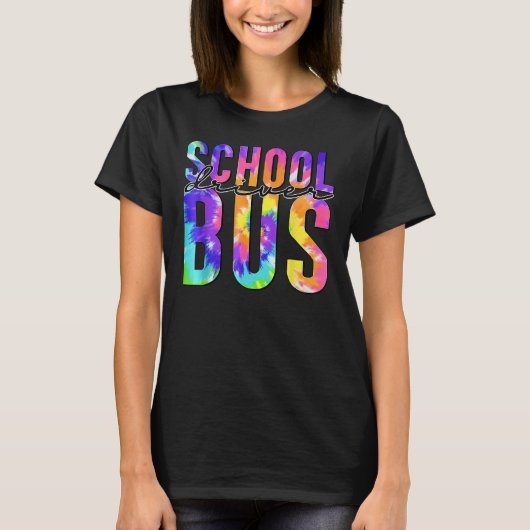 T-shirt Conduite Sûre Retour À L'École Tie Dye Bus Conduit (Devant)