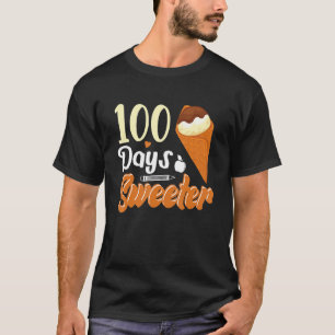 T-shirt Cone De Crème De Glace 100 Jours D'Enseignants Fil