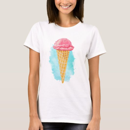 T-shirt Cône De Crème De Glace Avec Un Plat De Peinture Bl (Devant)