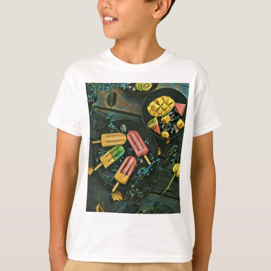 T-shirt cône de crème glacée colorée (Devant)