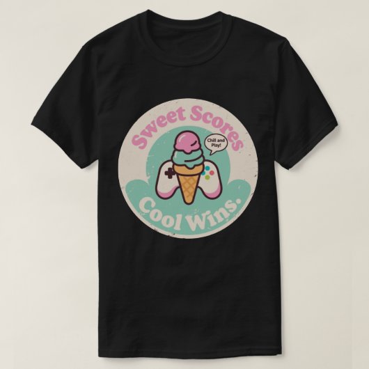 T-shirt Cône de dessert manette de jeu rétro (Design devant)