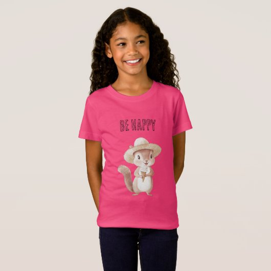 T-Shirt Cône de glace de l'écureuil heureux (Devant entier)