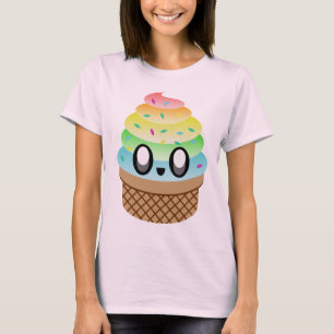 T-shirt Cône de Glace de Rave Kawaii Arc-en-Ciel