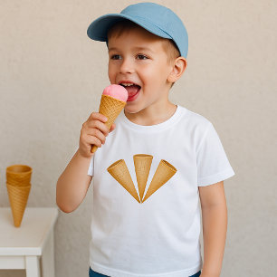T-shirt Cône de glace triple gaufre dessert d'été