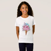 T-Shirt Cône rose Sakura crème glacée gaufre (Devant entier)