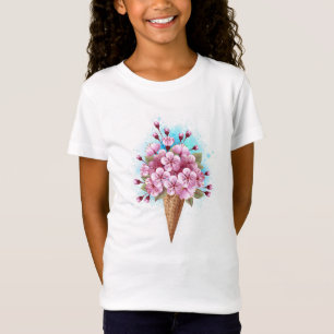 T-Shirt Cône rose Sakura crème glacée gaufre