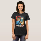 T-shirt Confiant Chat "PURRSIST !" Conception rétro (Devant entier)