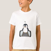 T-shirt Confused Cute Penguin Standing on Escalator (Devant)