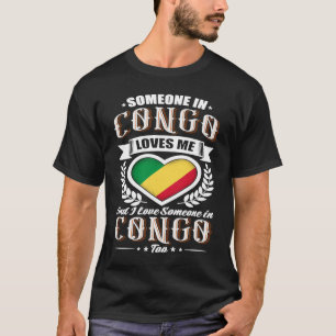 T-shirt Congo Coeur Drapeau Quelqu'un au Congo m'aime