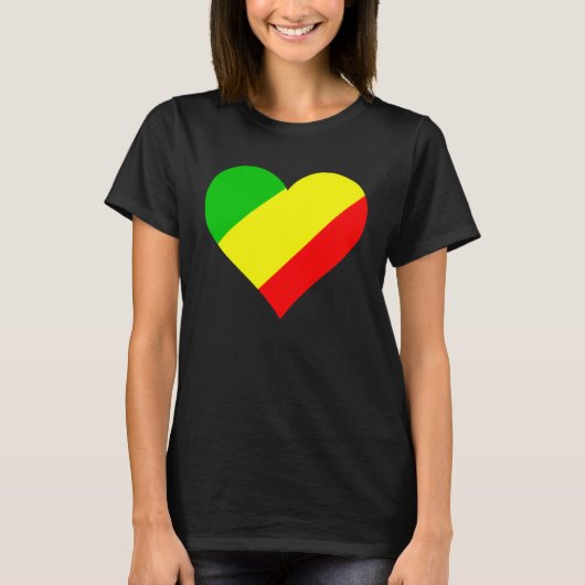 T-shirt Congo Drapeau Coeur Congo Aimer Congo (Devant)