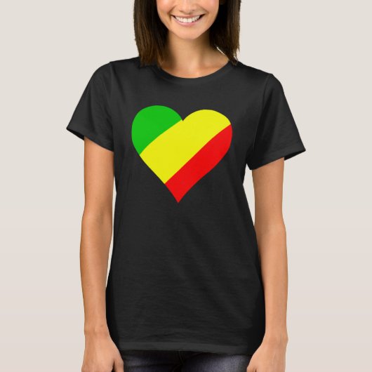 T-shirt Congo Drapeau Coeur Congo Aimer Congo (Devant)