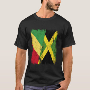 T-shirt Congo Jamaïque Demi-drapeau Patrimoine jamaïcain c