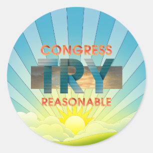 T-SHIRT Congres, probeer redelijk Ronde Sticker