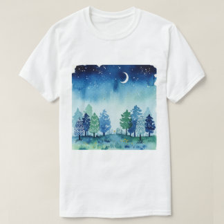 T-shirt Coniferous forest under a starry sky