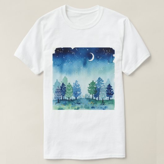 T-shirt Coniferous forest under a starry sky (Design devant)