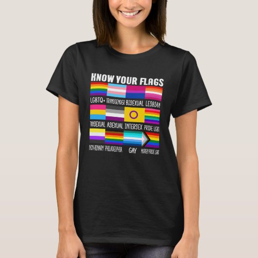 T-shirt Connaissez vos drapeaux LGBTQ+ Gay pride Drapeau T (Devant)