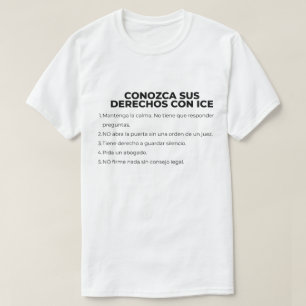 T-shirt Connaissez vos droits avec l'ICE en espagnol