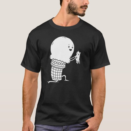 T-shirt Conne et chat de crème glacée géante (Devant)
