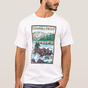 T-shirt ConnecticutRiver transportant la scène par radeau