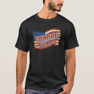 T-shirt Conroe City National Texas Day Vintage American Fl
