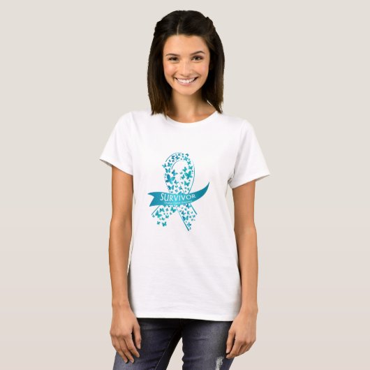 T-shirt Conscience de Cancer ovarien de survivant (Devant entier)
