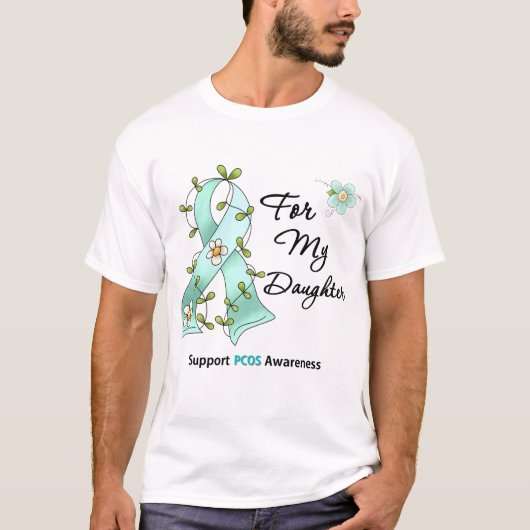 T-shirt Conscience de PCOS je porte le ruban turquoise (Devant)