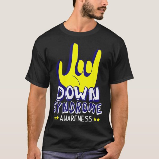 T-shirt Conscience du syndrome de Down Je vous aime ASL SI (Devant)