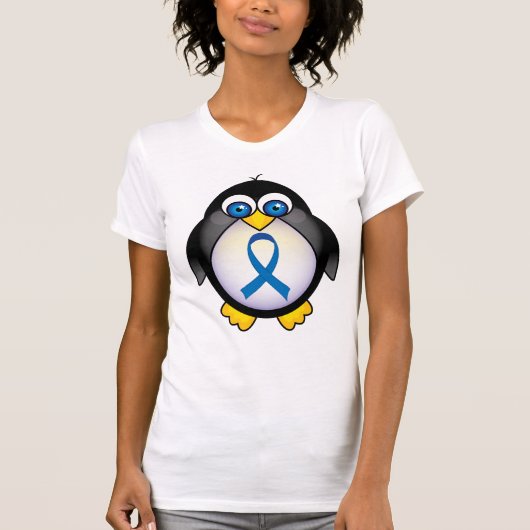 T-shirt Conscience mignonne de ruban bleu de pingouin (Devant)