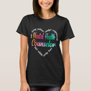 T-shirt Conseiller de santé Cœur Nuage de mots Aquarelle A