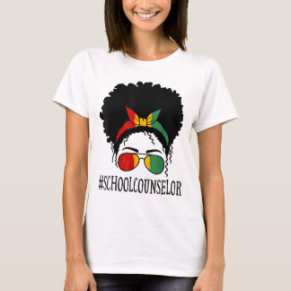 T-shirt Conseillère scolaire Femmes africaines Messy Bun B