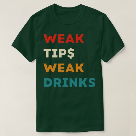 T-shirt Conseils Faibles Boissons Faibles Drôle Bartender  (Design devant)